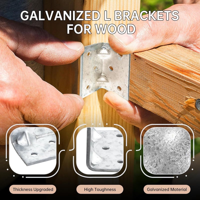 MOZCORN 20 Pcs Corner Brace for Wood Small Angle Brackets Versatile L Brackets with Reinforing Ribs,Anti-Rust and Reinforcing,2MM Thickness,2.36x1.26x1.26in - Image 4